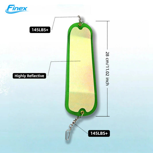 11” Salmon Trolling Flasher –  Reflective Flasher with #6 Swivel (145 lb+)