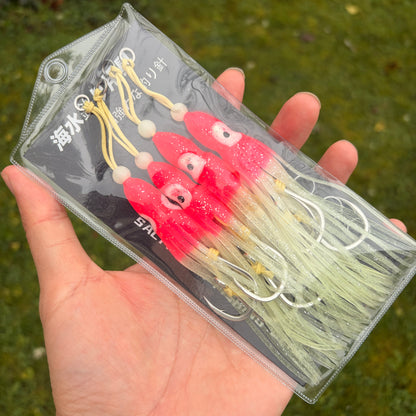 4 Pack Glow Squid Skirt Rig