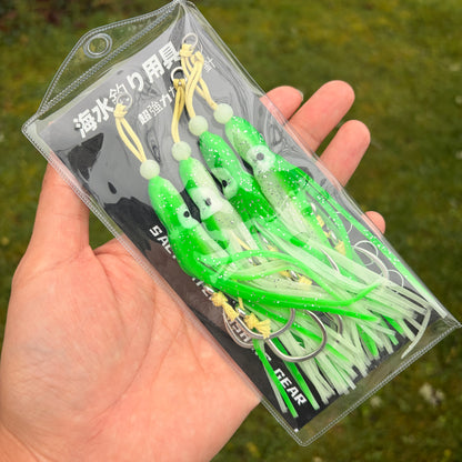 4 Pack Glow Squid Skirt Rig