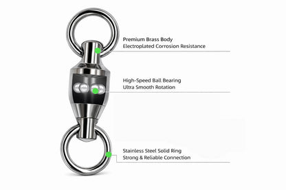 High Duty Ball Bearing Swivel – Stainless Steel Saltwater Fishing Swivels (25 Pack)