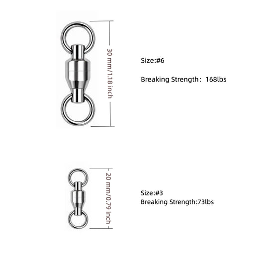 High Duty Ball Bearing Swivel – Stainless Steel Saltwater Fishing Swivels (25 Pack)