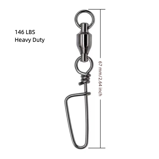 High Duty Saltwater Ball Bearing Snap Swivel – Heavy Duty 145LB (Size #6) – 25 Pack